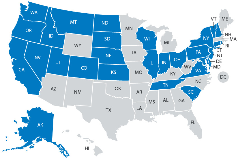 nlr-geo-market-report-map-incentive Map of U.S. showing states with existing incentive policies for geothermal heat pumps.