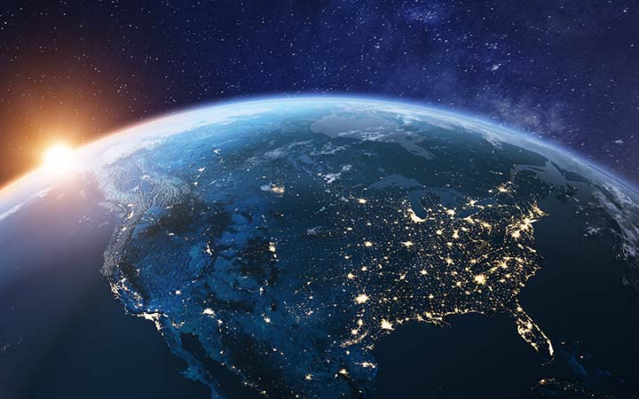 research-areas-istock-1208063951 The earth seen from space at night.